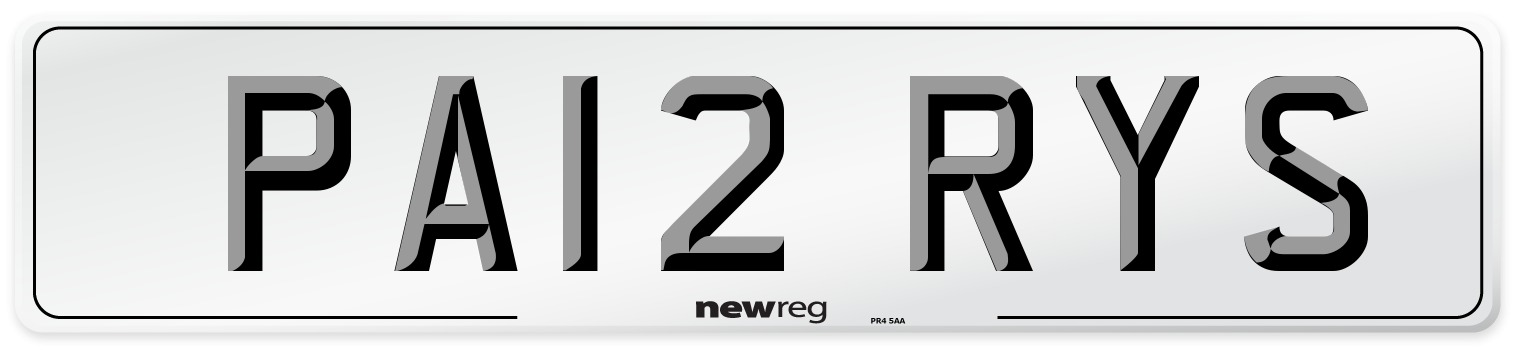 PA12 RYS Number Plate from New Reg